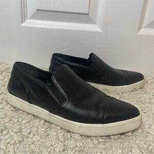 VINCE Black Leather Slip On Sneakers 6
